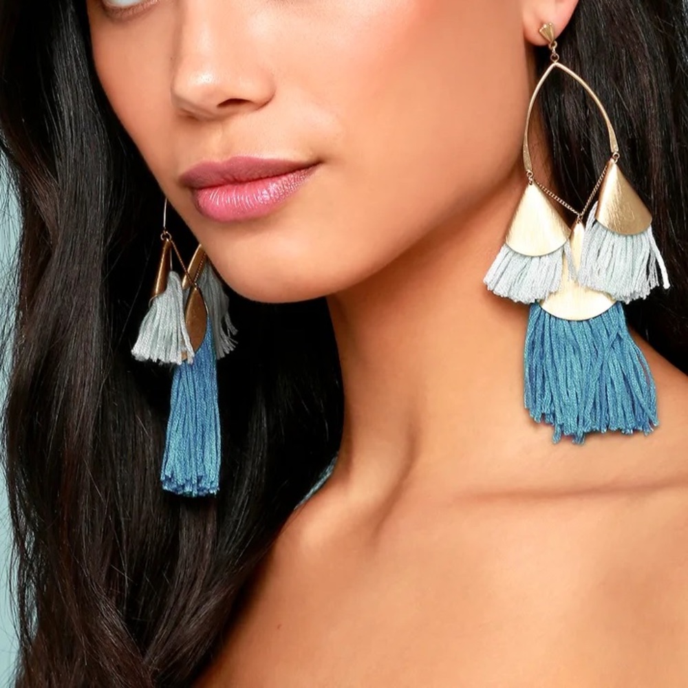 Revolve Ettika  Destiny Around You Gold and Turquoise Earrings NWT